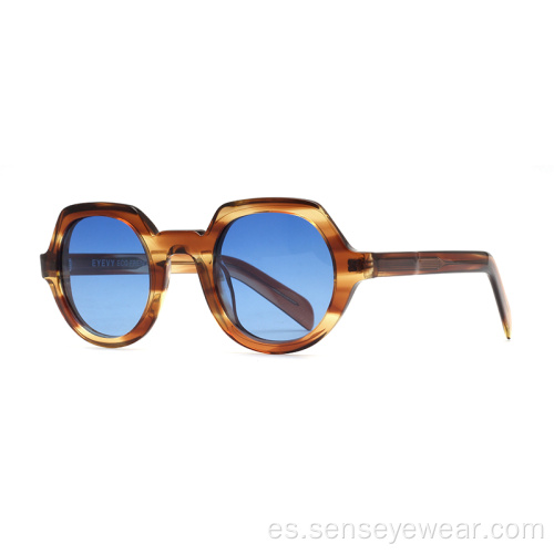 Gafas de sol polarizadas de acetato redondo eco de gama alta UV400.